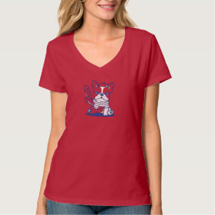 French Bulldog Paris Beret Baguette Cute Dog Art T-Shirt