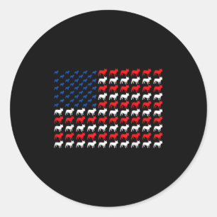 French bulldog patriotic american flag frenchie classic round sticker