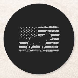 French Bulldog Patriotic Dog Lover Gifts Round Paper Coaster