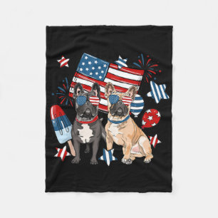 French Bulldog Patriotic Frenchie 4th Of July Usa  Fleece Blanket