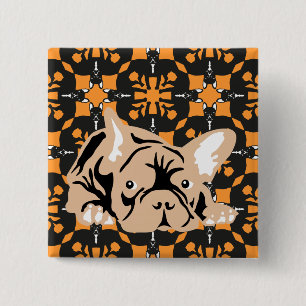 French Bulldog pattern 15 Cm Square Badge