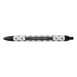 French bulldog pattern black ink pen