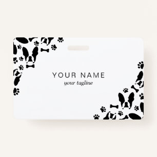 French Bulldog pattern corner ID Badge