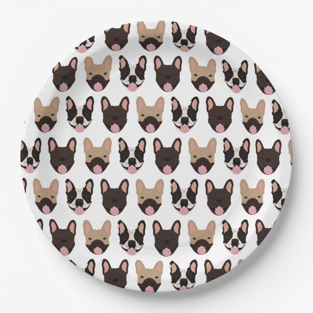 French Bulldog Pattern Paper Plate (Front)