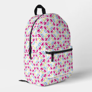 French Bulldog Pattern Pink Yellow Printed Backpack