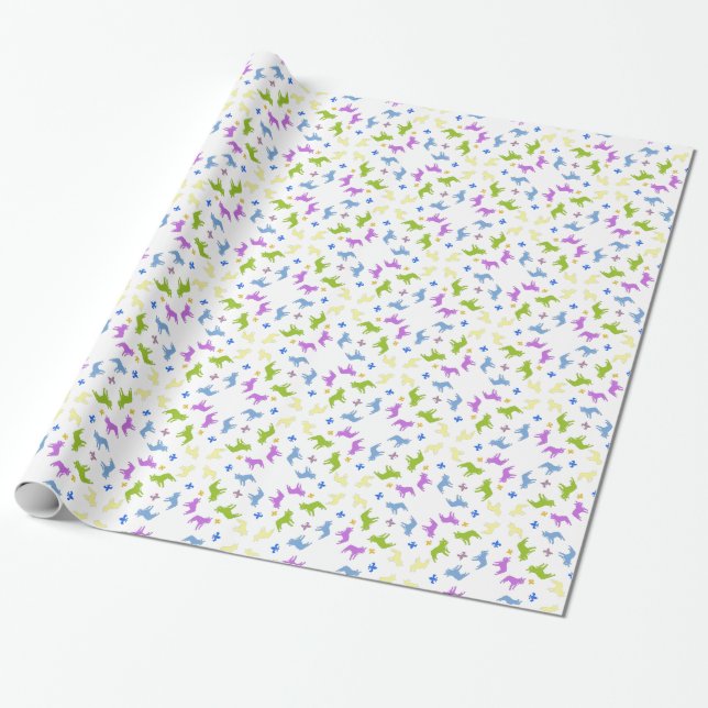 French Bulldog pattern Wrapping Paper (Unrolled)