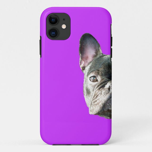 French Bulldog 'peeking' Iphone 5 case in PURPLE (Back)