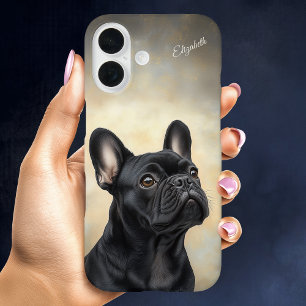 French Bulldog Personalised Black Frenchie iPhone 16 Case