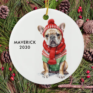 French Bulldog Personalised Dog Lover Christmas Ceramic Tree Decoration