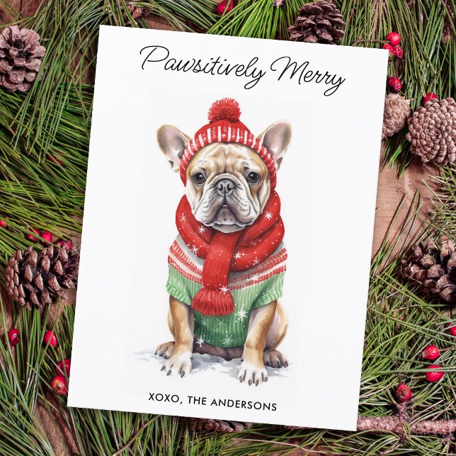 French Bulldog Personalised Dog Lover Christmas  Holiday Postcard (Creator Uploaded)