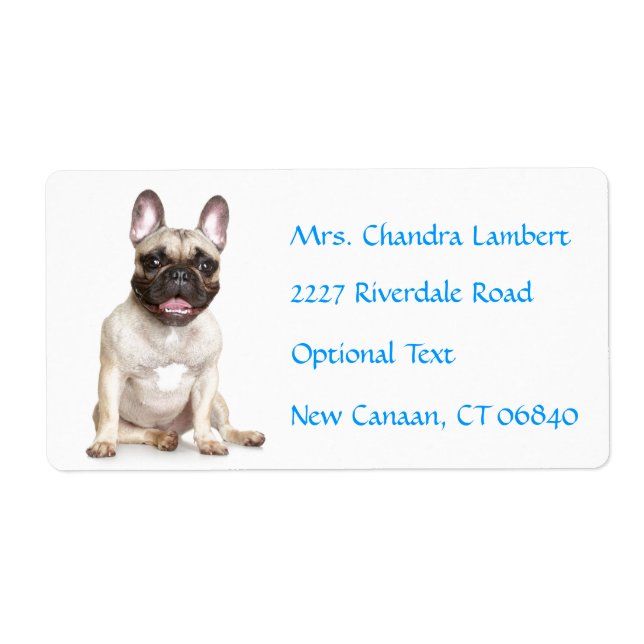 French Bulldog  Personalised Name Address Label (Front)
