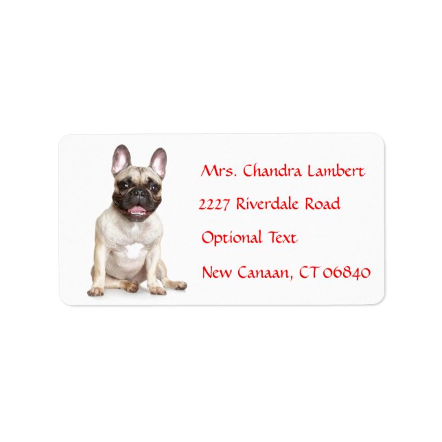 French Bulldog  Personalised Name Address Label (Front)