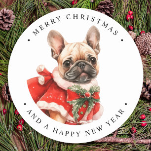 French Bulldog Personalised Puppy Dog Christmas Classic Round Sticker