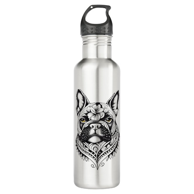 French Bulldog Pet Animal Nature Illustration Art  710 Ml Water Bottle (Front)