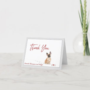 French Bulldog Pet Dog Personalise Bone Ribbon Thank You Card