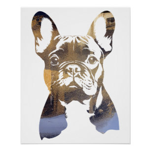 French Bulldog Pet Nature Illustration Silhouette Poster