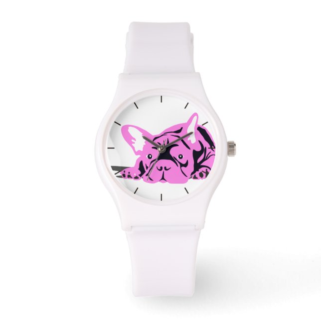 French Bulldog Pet pink Watch (Front)