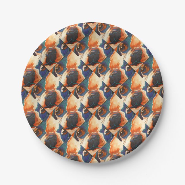 French Bulldog Pet Portrait Paper Plate (Front)
