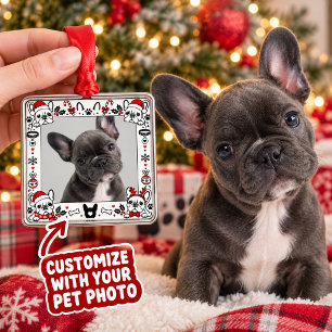 French Bulldog Photo Frame Cute Dog Metal Tree Decoration
