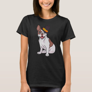 French Bulldog Pilgrim Hat Thanksgiving Day Cute D T-Shirt