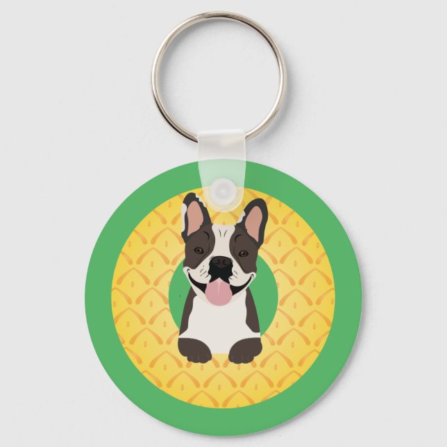 French Bulldog Pineapple Fruit Key Ring (Front)