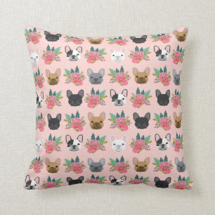 French Bulldog Pink Florals Cushion