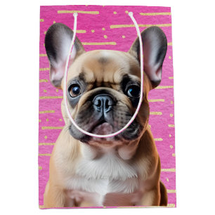 French Bulldog Pink Party Sweet Puppy Dog Medium Gift Bag