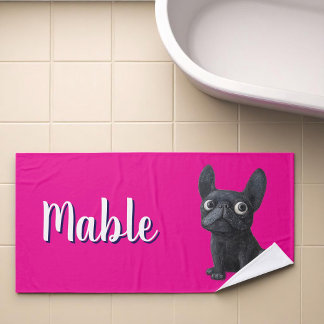 French Bulldog Pink personalised dogs Bath Towel