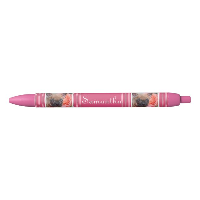French Bulldog Pink personalised pen (Front)