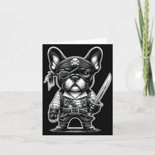 French Bulldog Pirate Dog Halloween Party Card