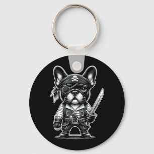 French Bulldog Pirate Dog Halloween Party Key Ring