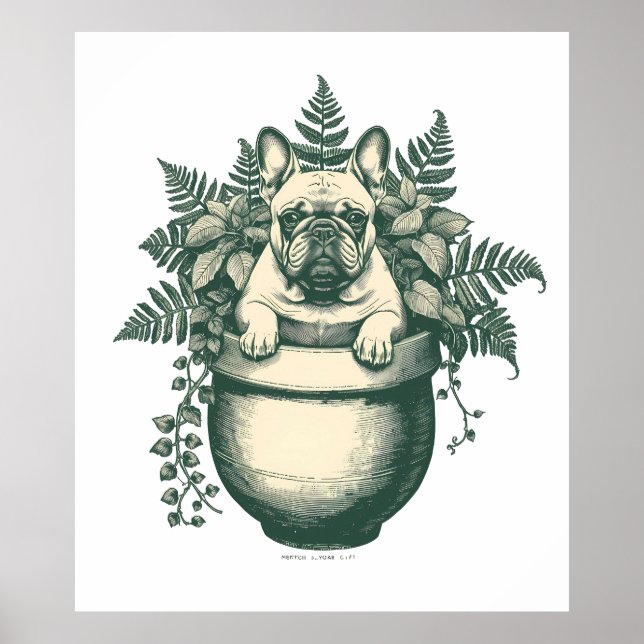 French Bulldog Plant Lover Gift Poster (Front)