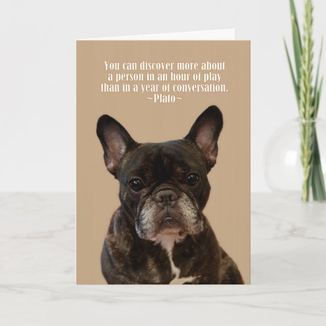 French Bulldog Plato Happy Birthday Card (Front)