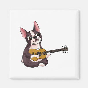French Bulldog Playing Guitar Funny Guitarist Magnet