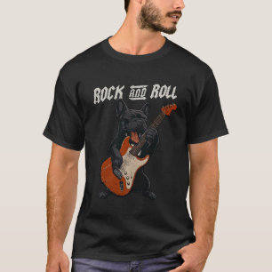 French Bulldog Playing Guitar Rock and Roll Dog Lo T-Shirt