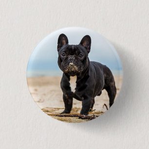 French Bulldog Playing in the Sand 3 Cm Round Badge