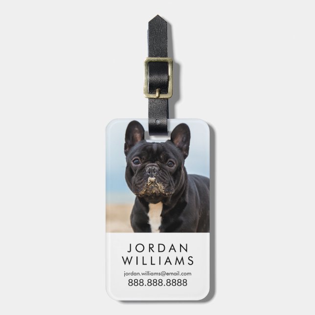 French Bulldog Playing in the Sand Luggage Tag (Front Vertical)