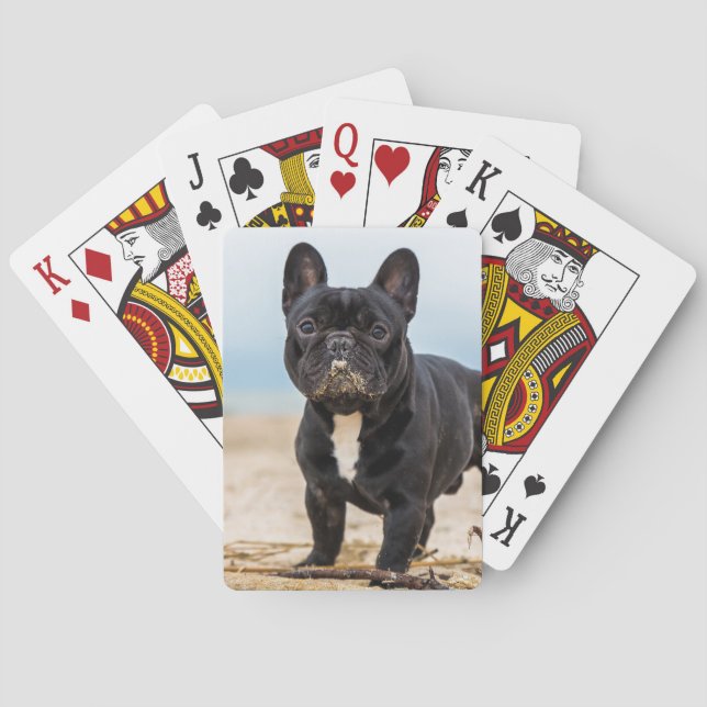 French Bulldog Playing in the Sand Playing Cards (Back)