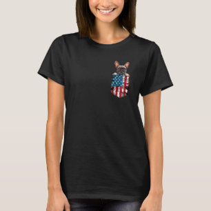 French Bulldog Pocket 4th of July American Flag Pa T-Shirt
