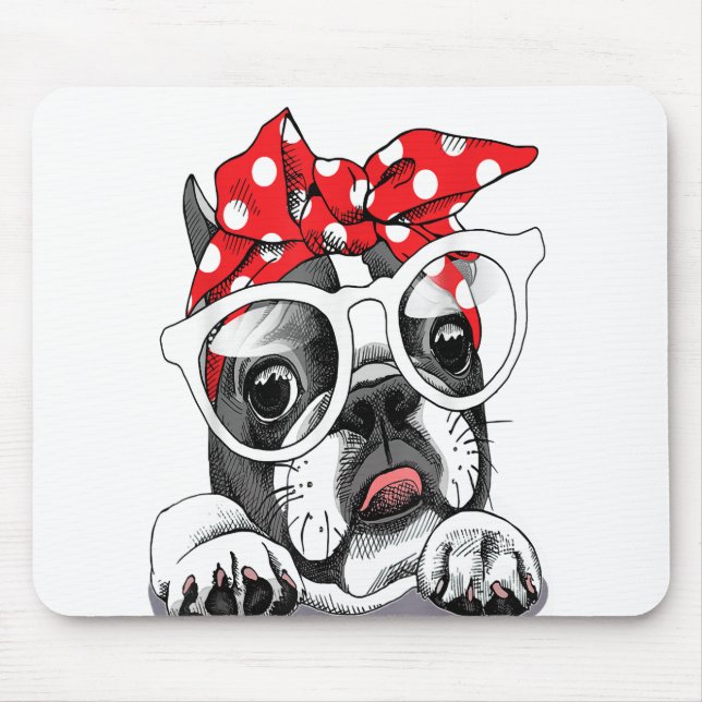 French Bulldog Portrait In A Headband Mouse Mat (Front)