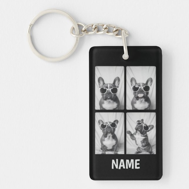 French Bulldog Portrait Personalised Key Ring (Front)