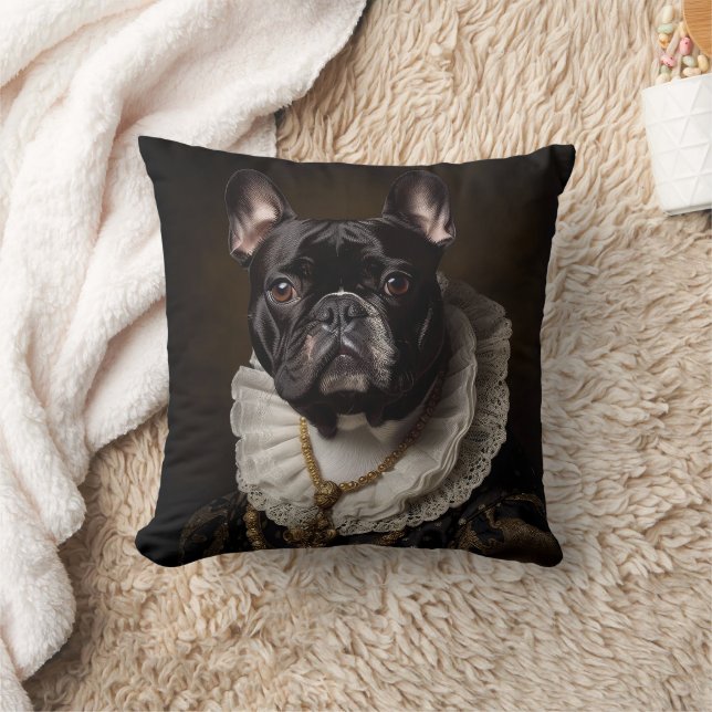 French Bulldog Portrait Renaissance Funny Pet Mum  Cushion (Blanket)