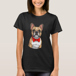 French Bulldog Portrait with Red Bowtie Illustrati T-Shirt