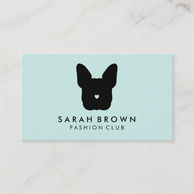 French Bulldog Portrait with Small Heart Nose Business Card (Front)