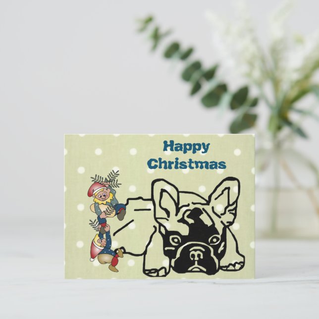 French Bulldog postcard Christmas (Standing Front)
