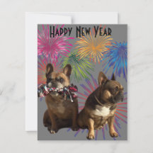 French Bulldog postcard Happy New Year