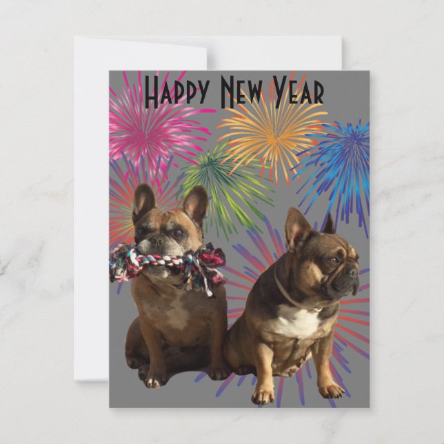 French Bulldog postcard Happy New Year (Front)