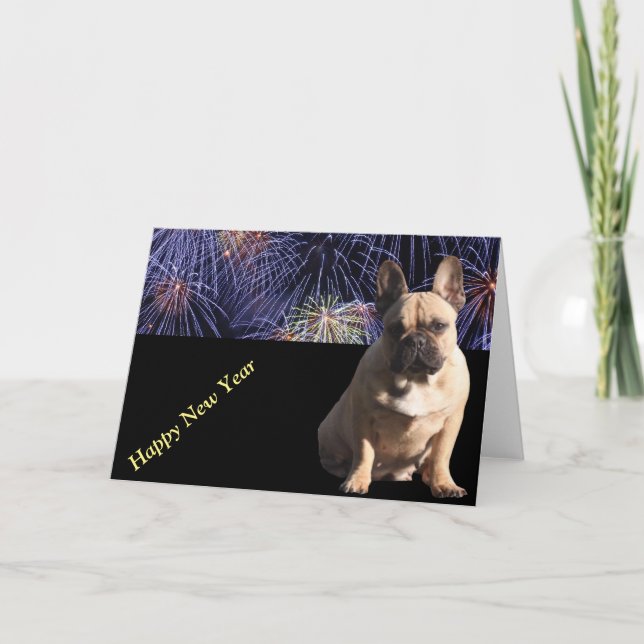 French Bulldog postcard happy New year (Front)