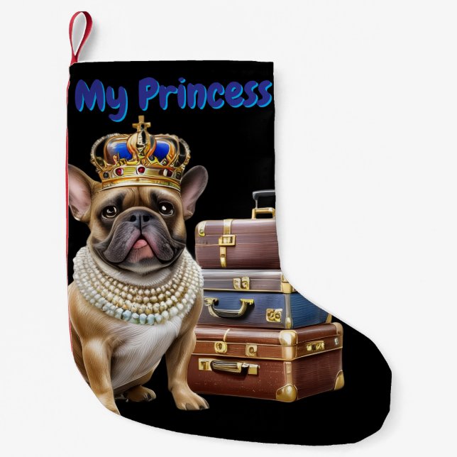 French Bulldog Princess French Bulldog Small Christmas Stocking (Front)