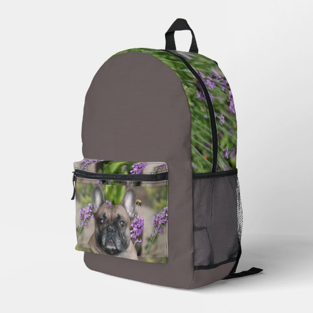 French bulldog printed backpack (Back Corner Right)